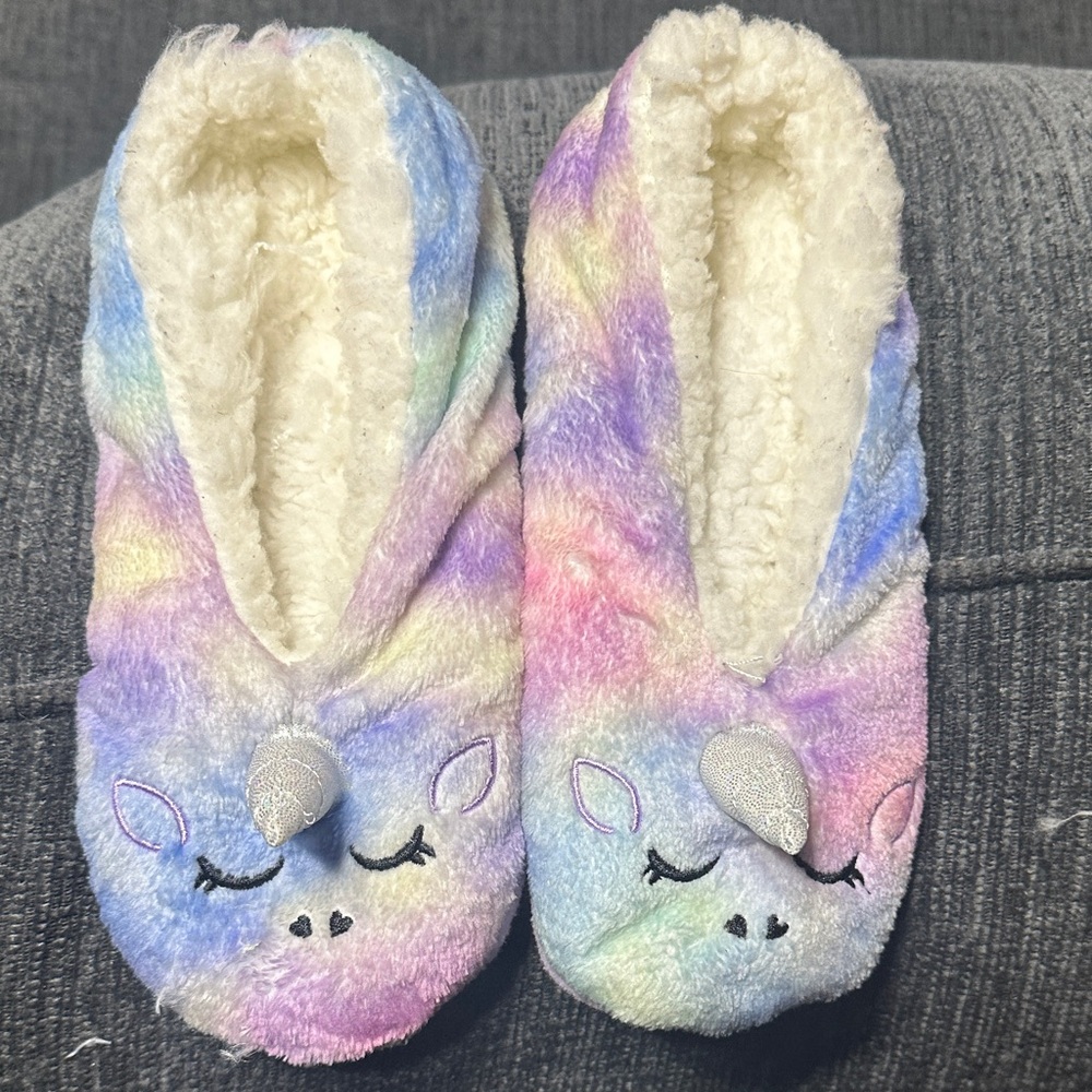 Pastel Unicorn Plush Slippers